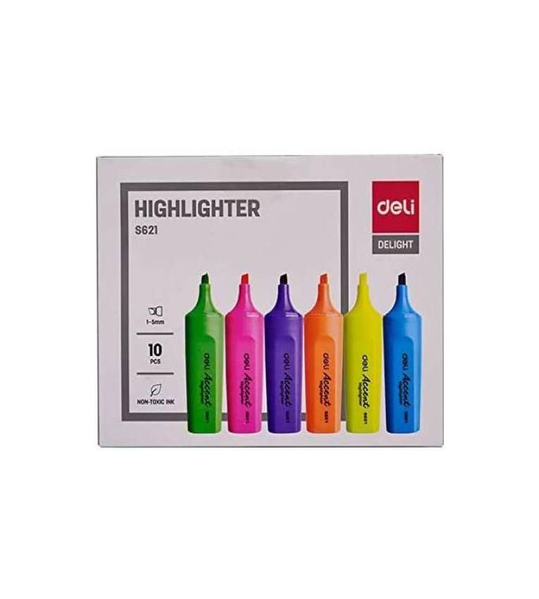 10 Lot de surligneurs "Deli" aux couleurs vives – Idéal pour l’étude et le bureau
